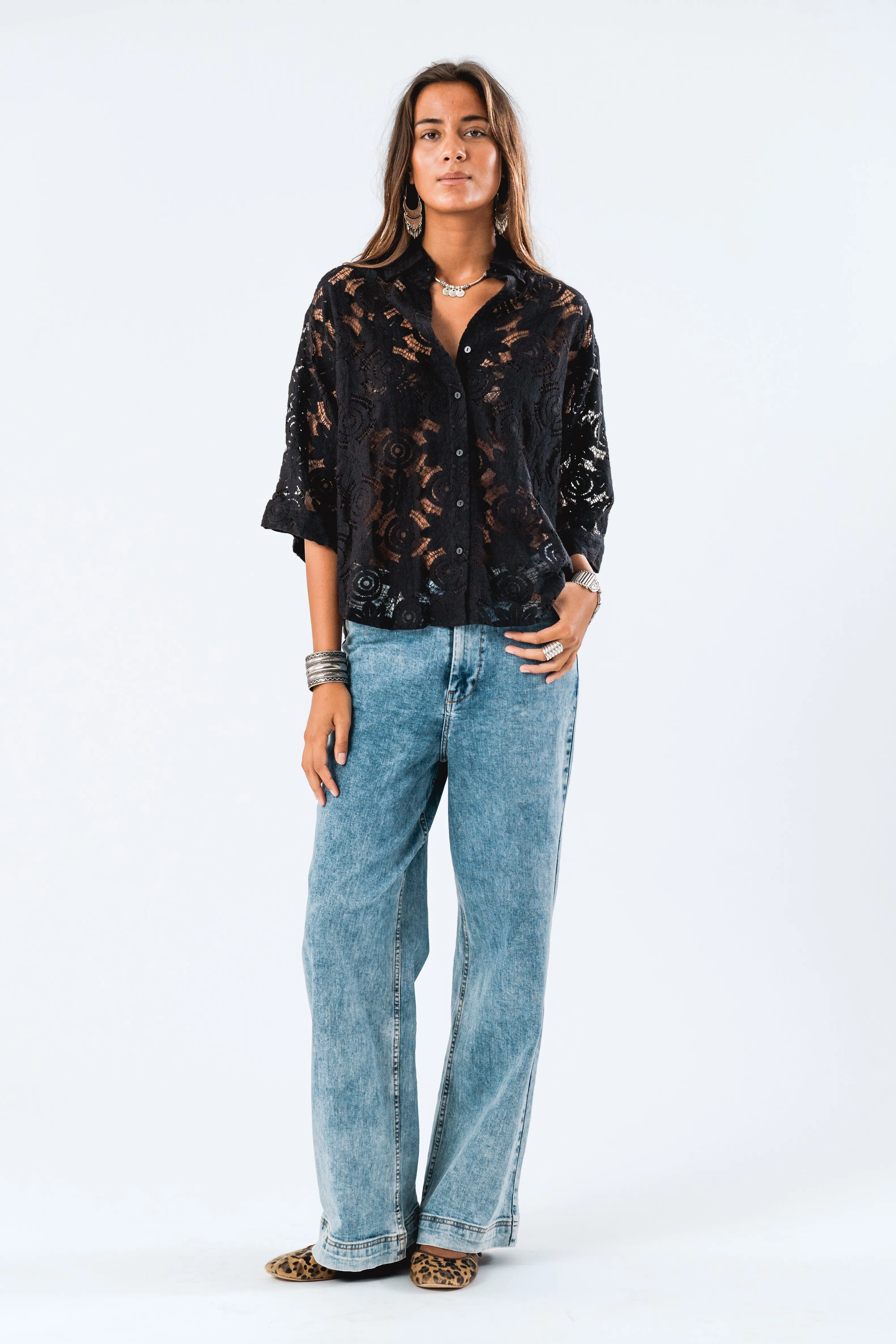 Lollys Laundry Brown Shirt - Black