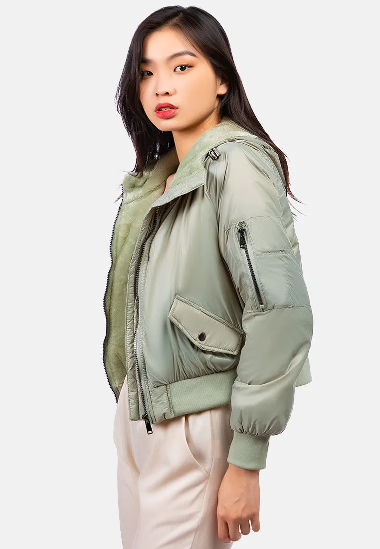 Long Sleeve Hoodie Puffer Jacket