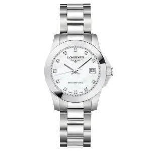 LONGINES CONQUEST 29MM MOTHER WINDER WHITE DIAMANDI STEEL L3.376.4.87.6