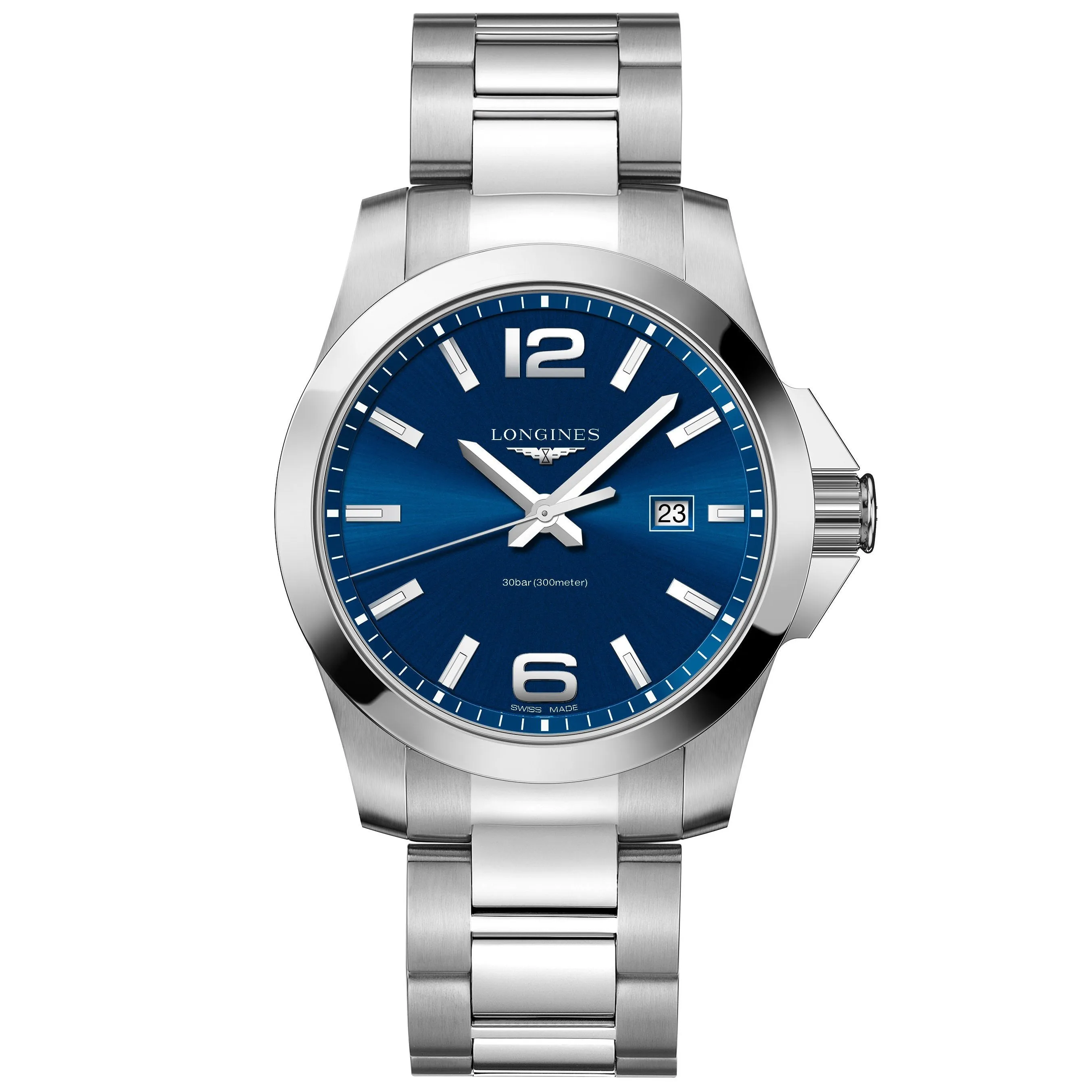 LONGINES CONQUEST 43MM WATCH BLUE ACCIAL STEEL L3.760.4.96.6