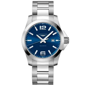 LONGINES CONQUEST 43MM WATCH BLUE ACCIAL STEEL L3.760.4.96.6