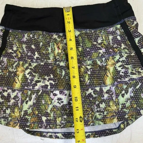 Lululemon Pace Rival Skirt II Skort Floral Stretch Shorts  Zip Pocket Fit Tennis