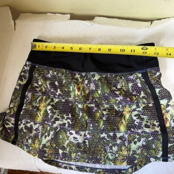 Lululemon Pace Rival Skirt II Skort Floral Stretch Shorts  Zip Pocket Fit Tennis