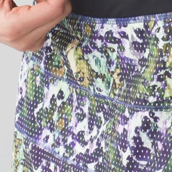Lululemon Pace Rival Skirt II Skort Floral Stretch Shorts  Zip Pocket Fit Tennis