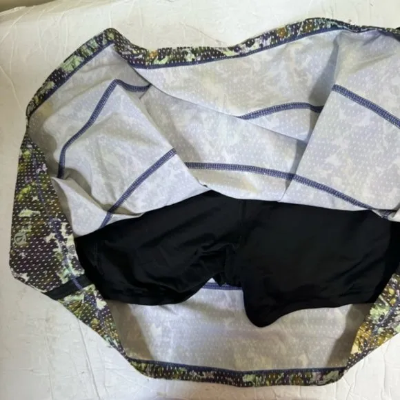 Lululemon Pace Rival Skirt II Skort Floral Stretch Shorts  Zip Pocket Fit Tennis