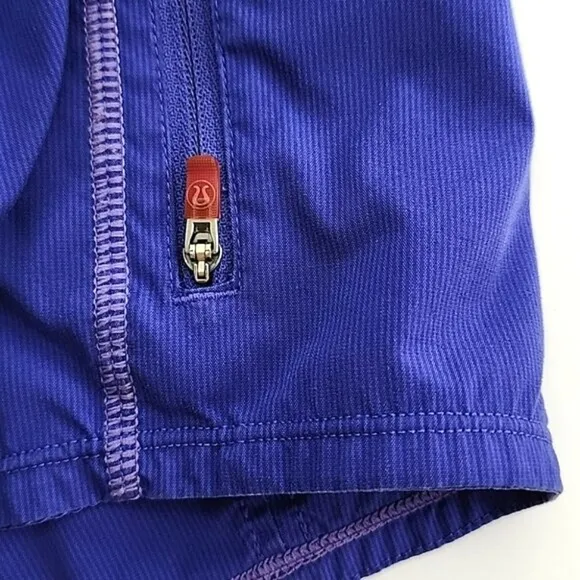 Lululemon Run Track Attack Athletic Short Twin Stripe Blue Plum 4&quot; Inseam Size 6