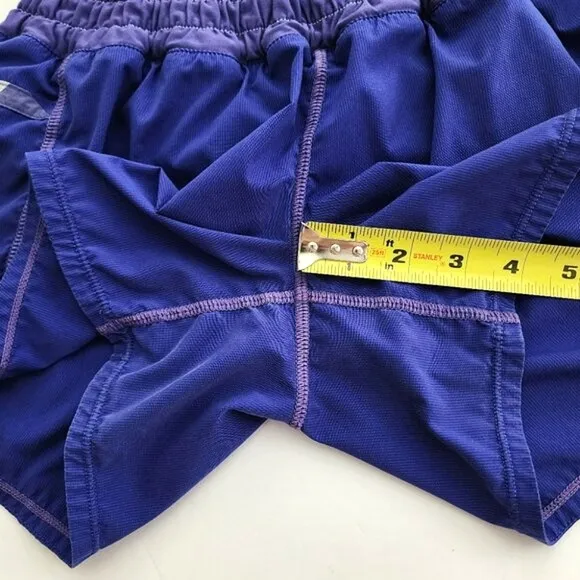 Lululemon Run Track Attack Athletic Short Twin Stripe Blue Plum 4&quot; Inseam Size 6
