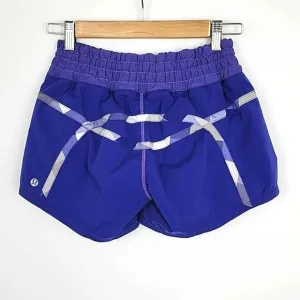 Lululemon Run Track Attack Athletic Short Twin Stripe Blue Plum 4&quot; Inseam Size 6
