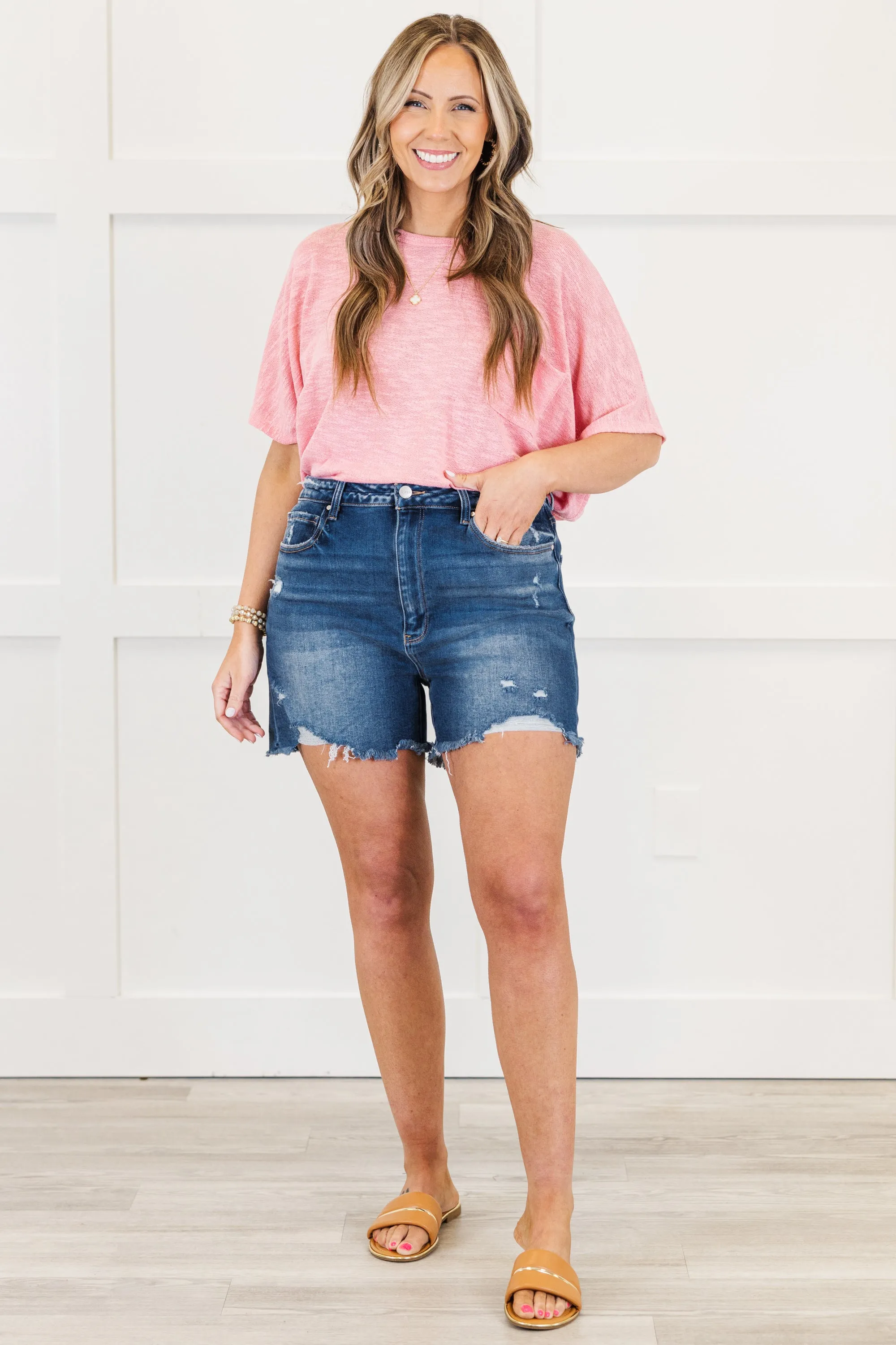 Lunch In The City Shorts, Dark Wash