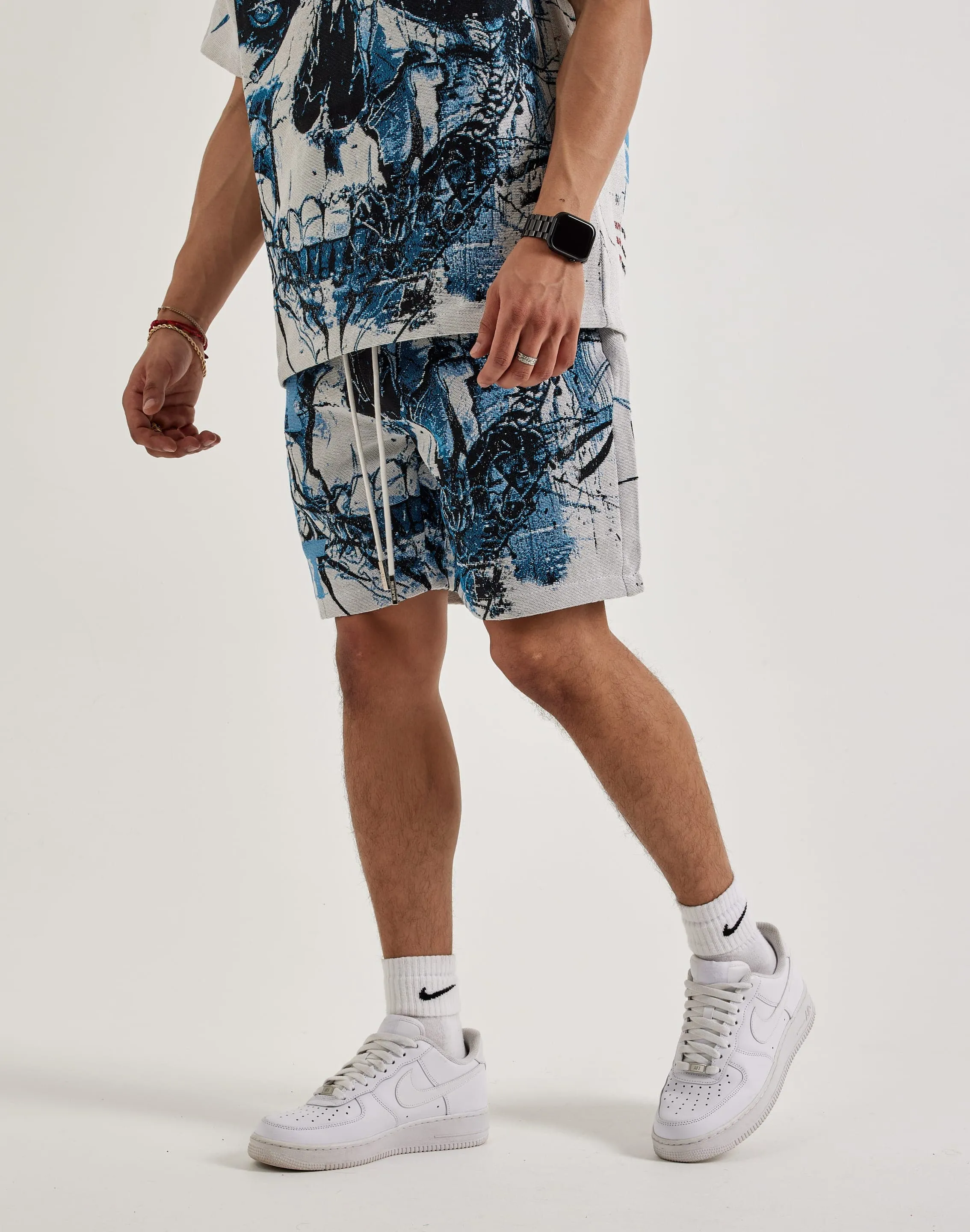 Majestik Skull Face Tapestry Shorts
