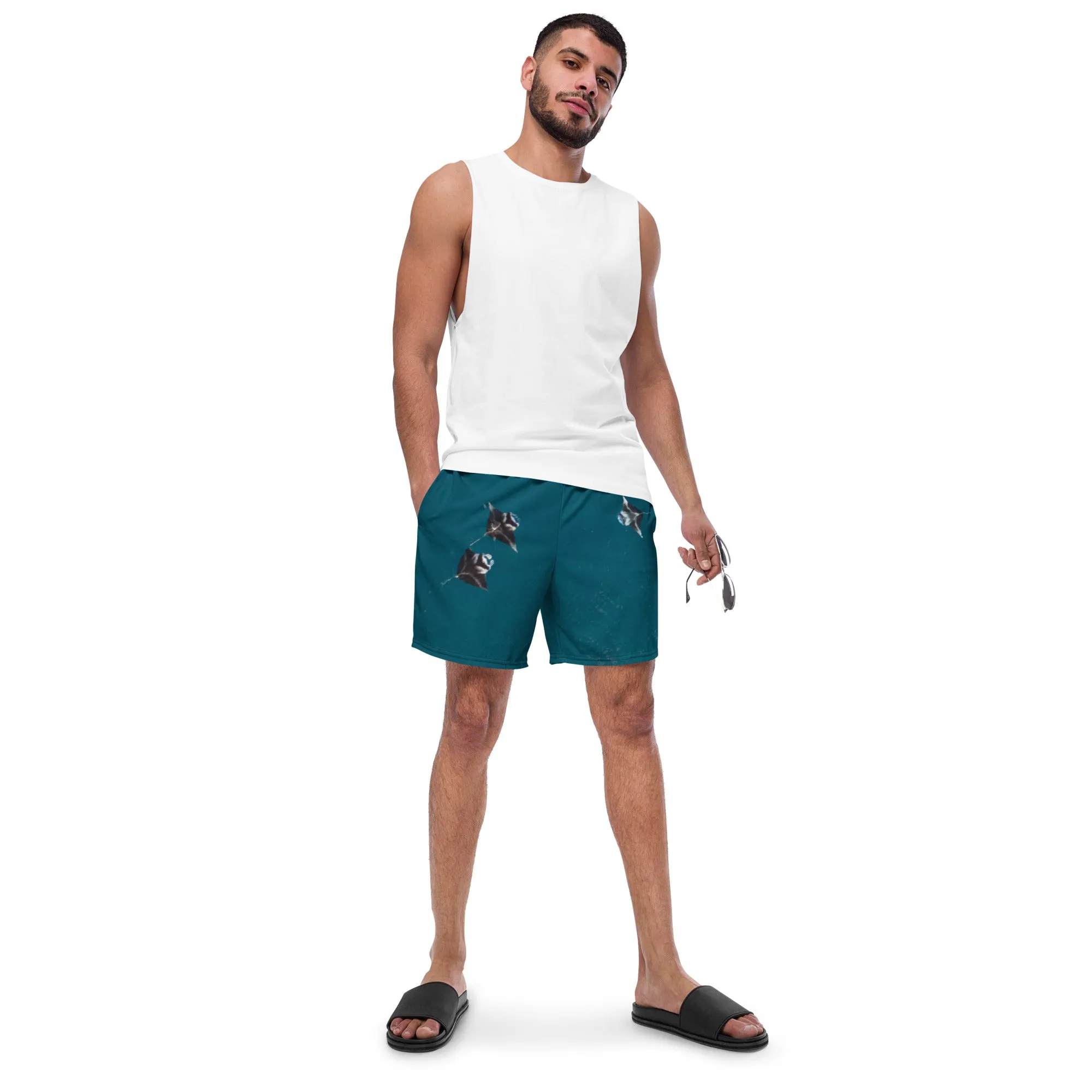 Manta Rays from Above Men's swim trunks