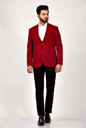 Maroon Knitted Blazer with Stretch