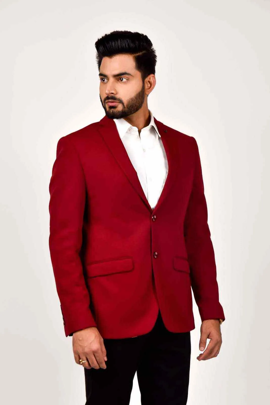 Maroon Knitted Blazer with Stretch