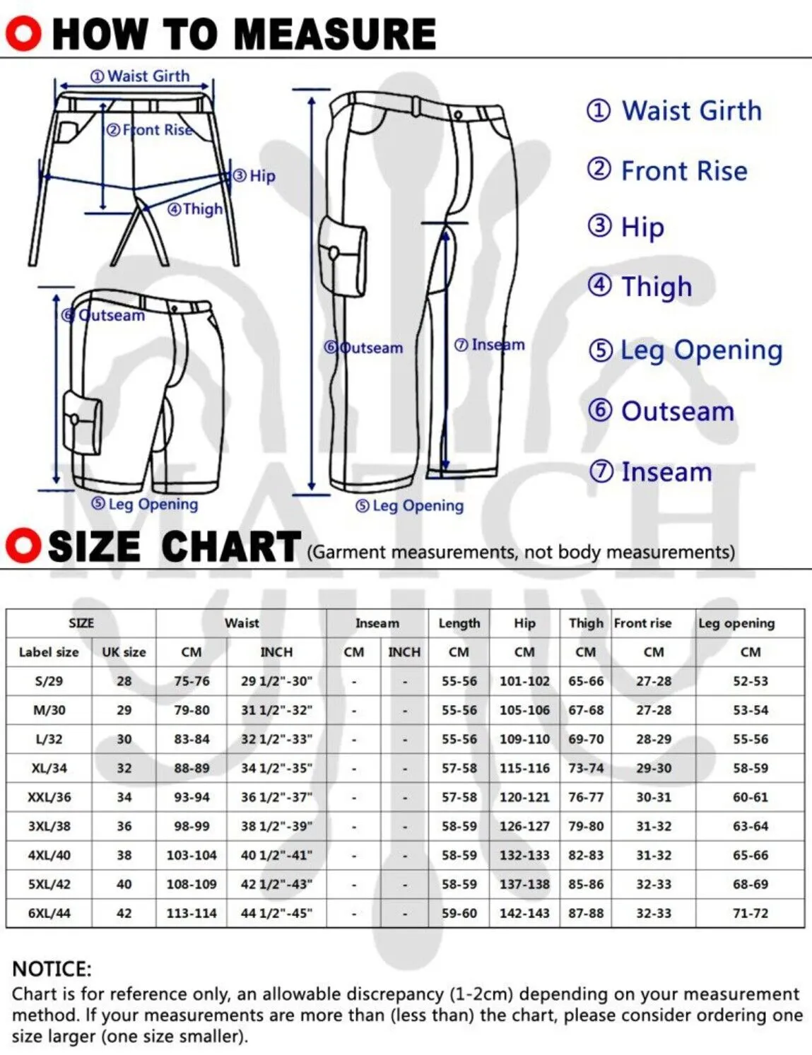 Match Mens Twill Cargo Shorts