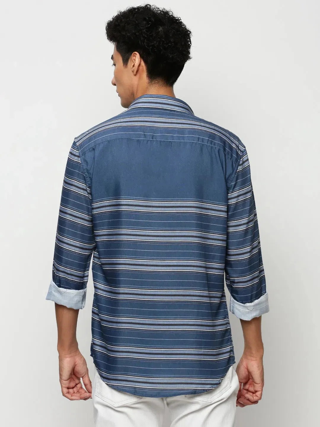 Men Blue Striped Casual Casual Shirts-IMPORTEDSTRIPE-5471-Blue