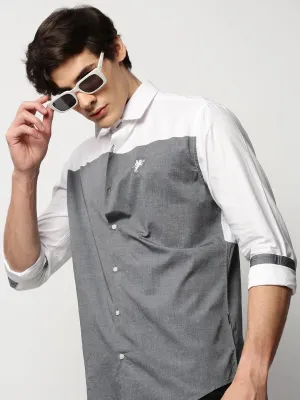 Men Grey Colourblock Casual Casual Shirts-WEBSTRIPE-5465-Grey