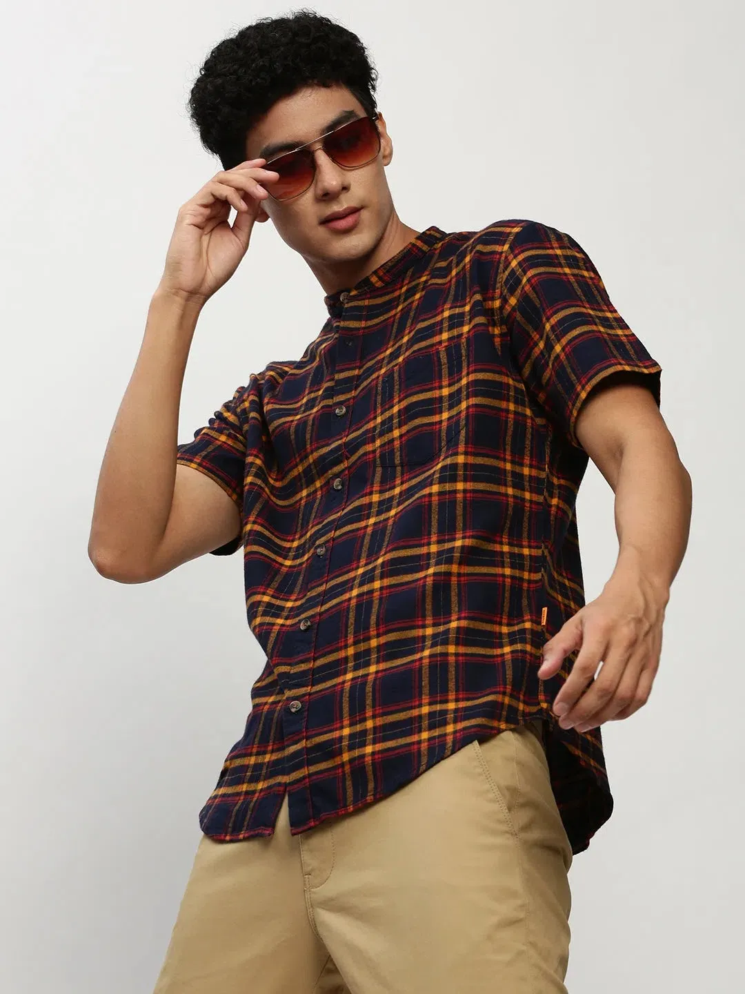 Men Navy Checked Casual Casual Shirts-RORACHECKS-91-Navyblue