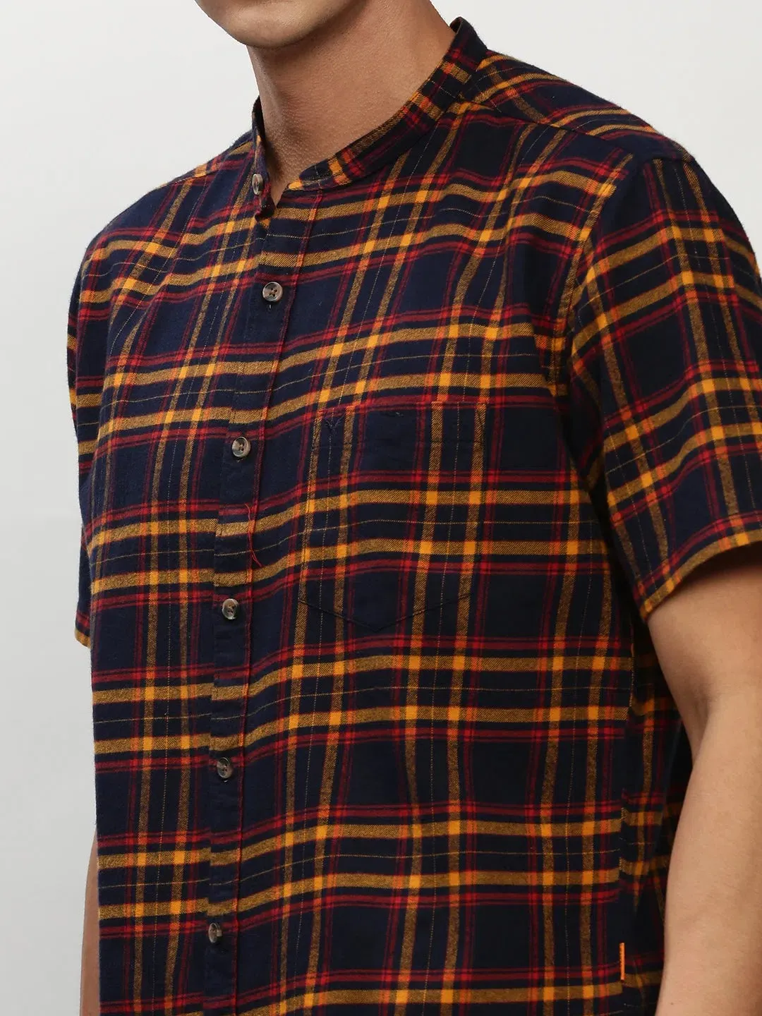 Men Navy Checked Casual Casual Shirts-RORACHECKS-91-Navyblue