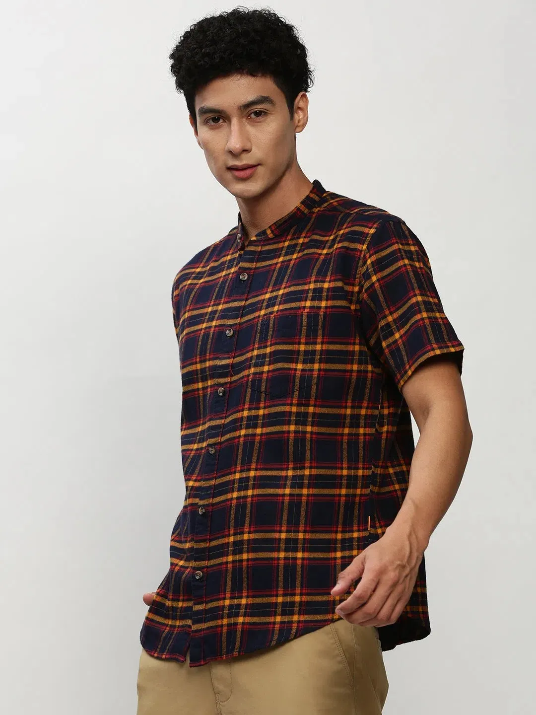 Men Navy Checked Casual Casual Shirts-RORACHECKS-91-Navyblue