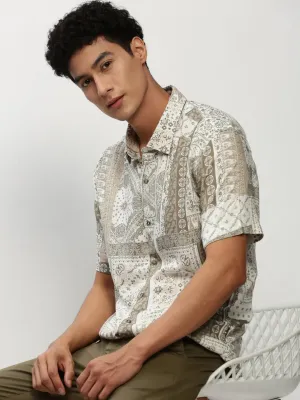 Men White Printed Casual Casual Shirts-JUPITERPRINT-1783-White