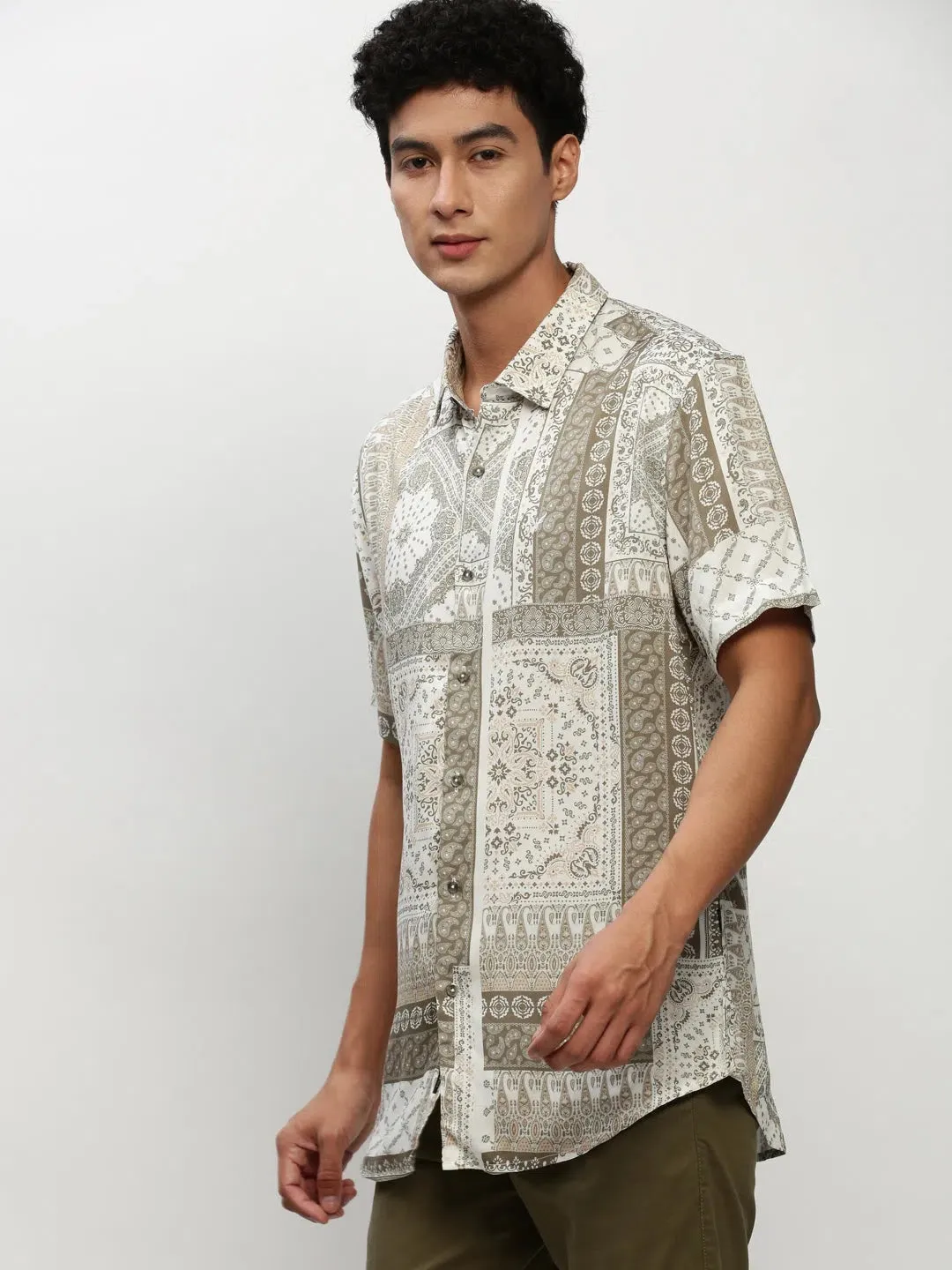 Men White Printed Casual Casual Shirts-JUPITERPRINT-1783-White