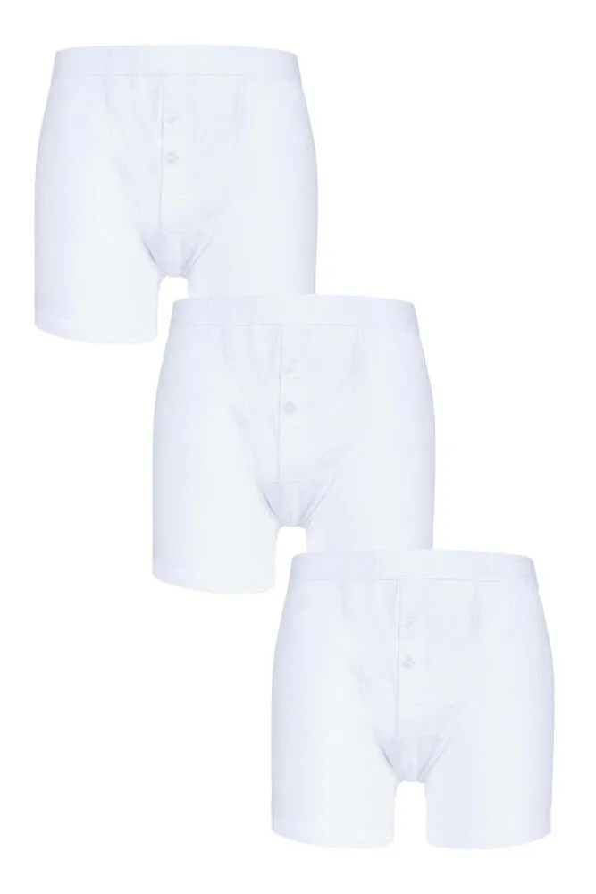 Mens 3 Pack Pringle Button Front Cotton Boxer Shorts