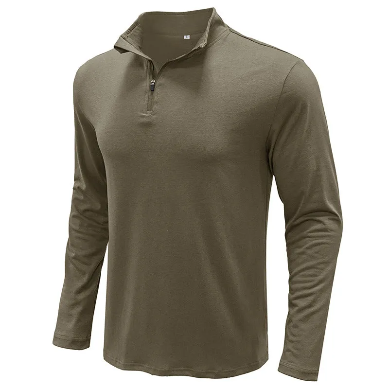 Men's Basic Stand Collar Zipper Polo Shirt