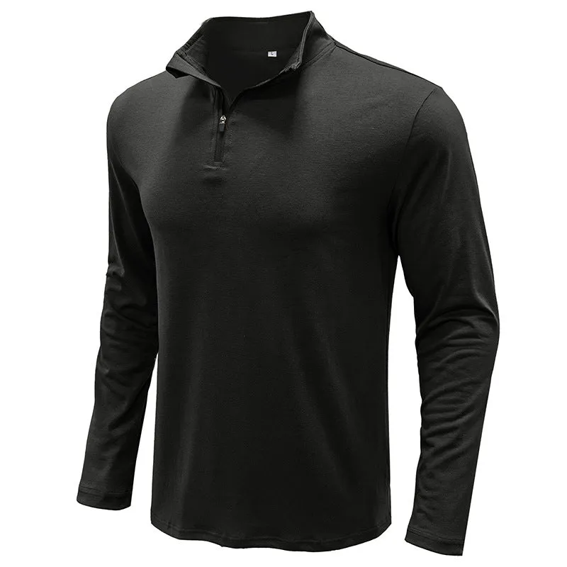 Men's Basic Stand Collar Zipper Polo Shirt