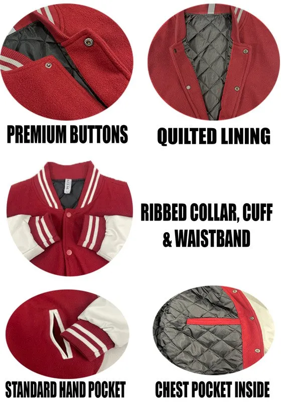 Men's Melton Letterman Lightweight Varsity Jacket