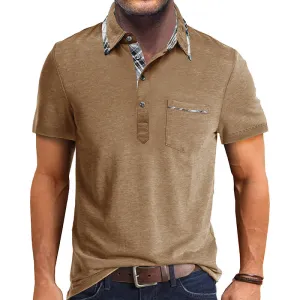 Men's Plaid Collared Short Sleeve Polo Shirt