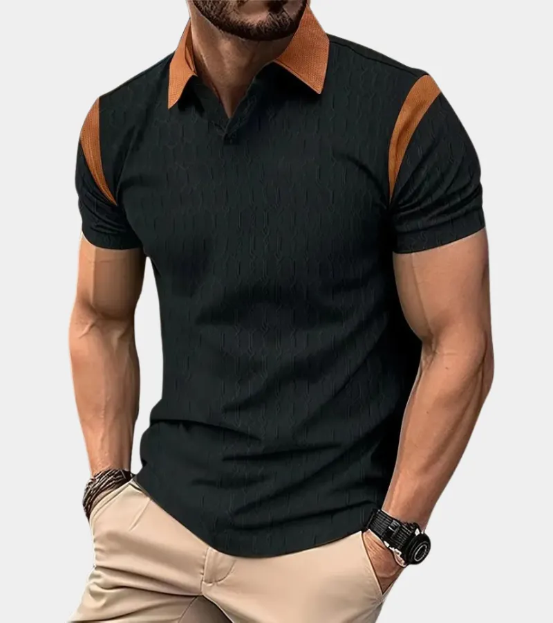Men's polo shirt - contemporary style in textured fabric for casual wear