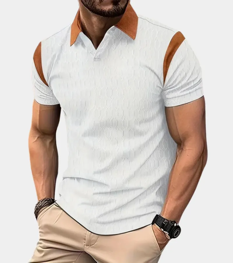 Men's polo shirt - contemporary style in textured fabric for casual wear