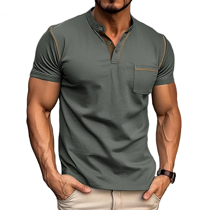 Men's Slim Fit Henley Collar Polo Shirt