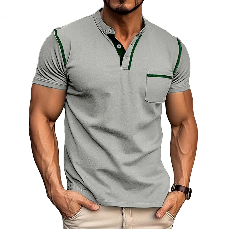 Men's Slim Fit Henley Collar Polo Shirt