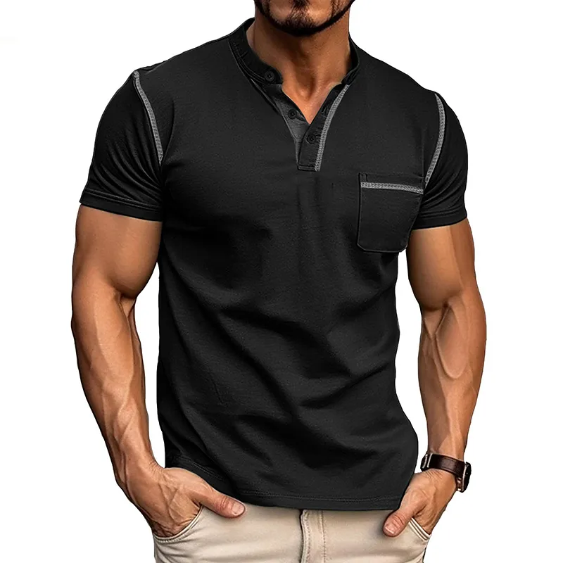 Men's Slim Fit Henley Collar Polo Shirt