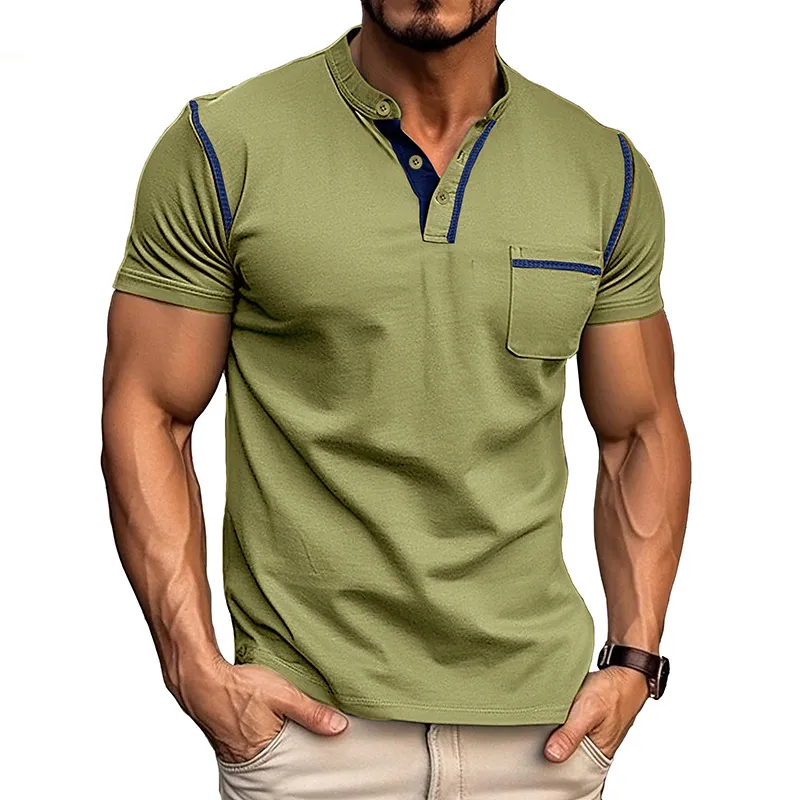 Men's Slim Fit Henley Collar Polo Shirt