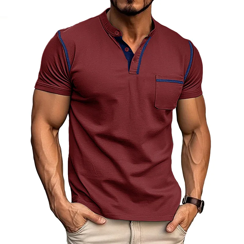 Men's Slim Fit Henley Collar Polo Shirt