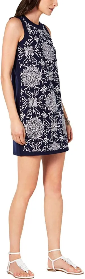 Michael Michael Kors Womens Embellished Mini Tank Dress, True Navy, X-Small