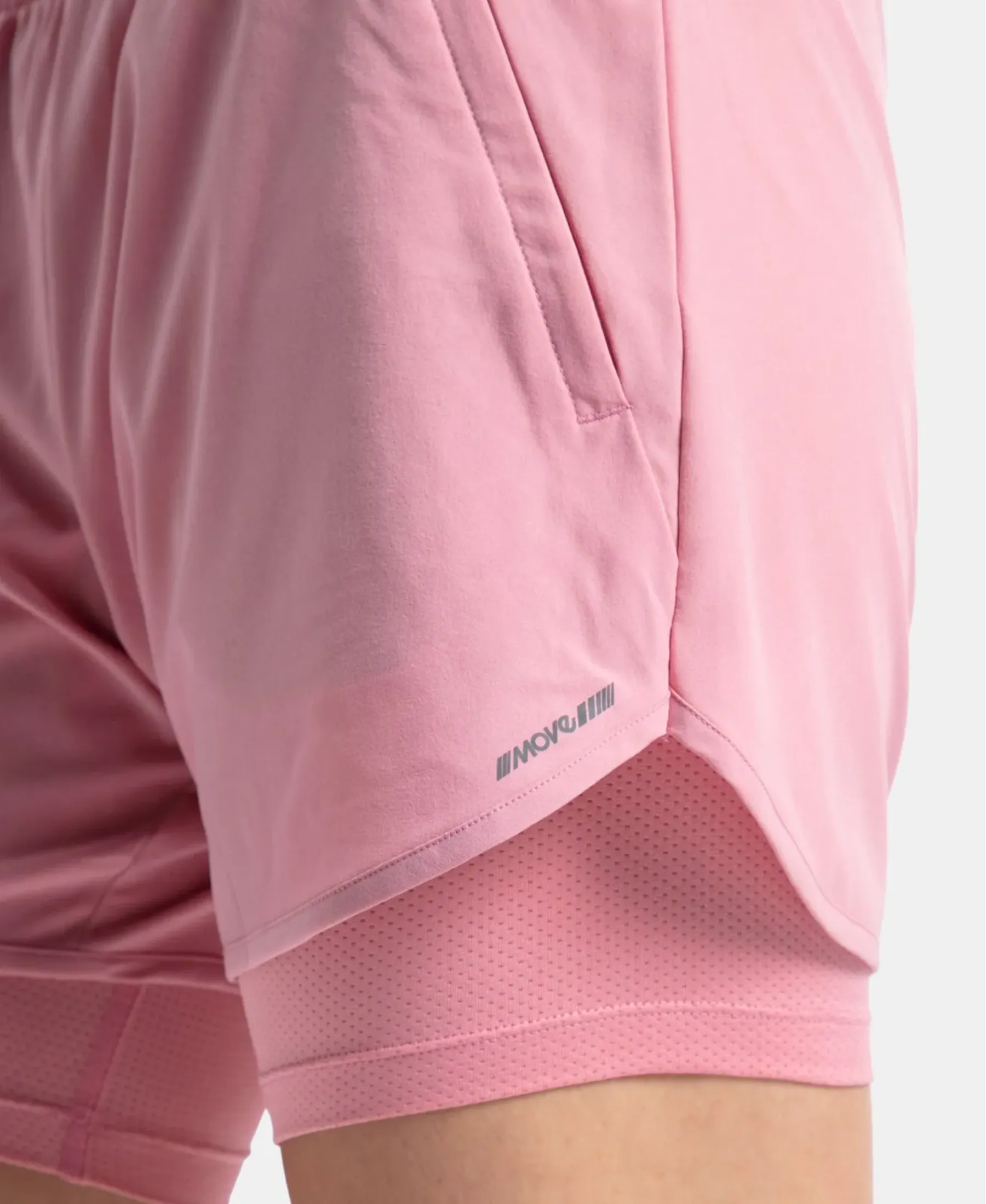 Microfiber Elastane Stretch Double Layered Woven Fabric Regular Fit Shorts with Zipper Pockets - Rose