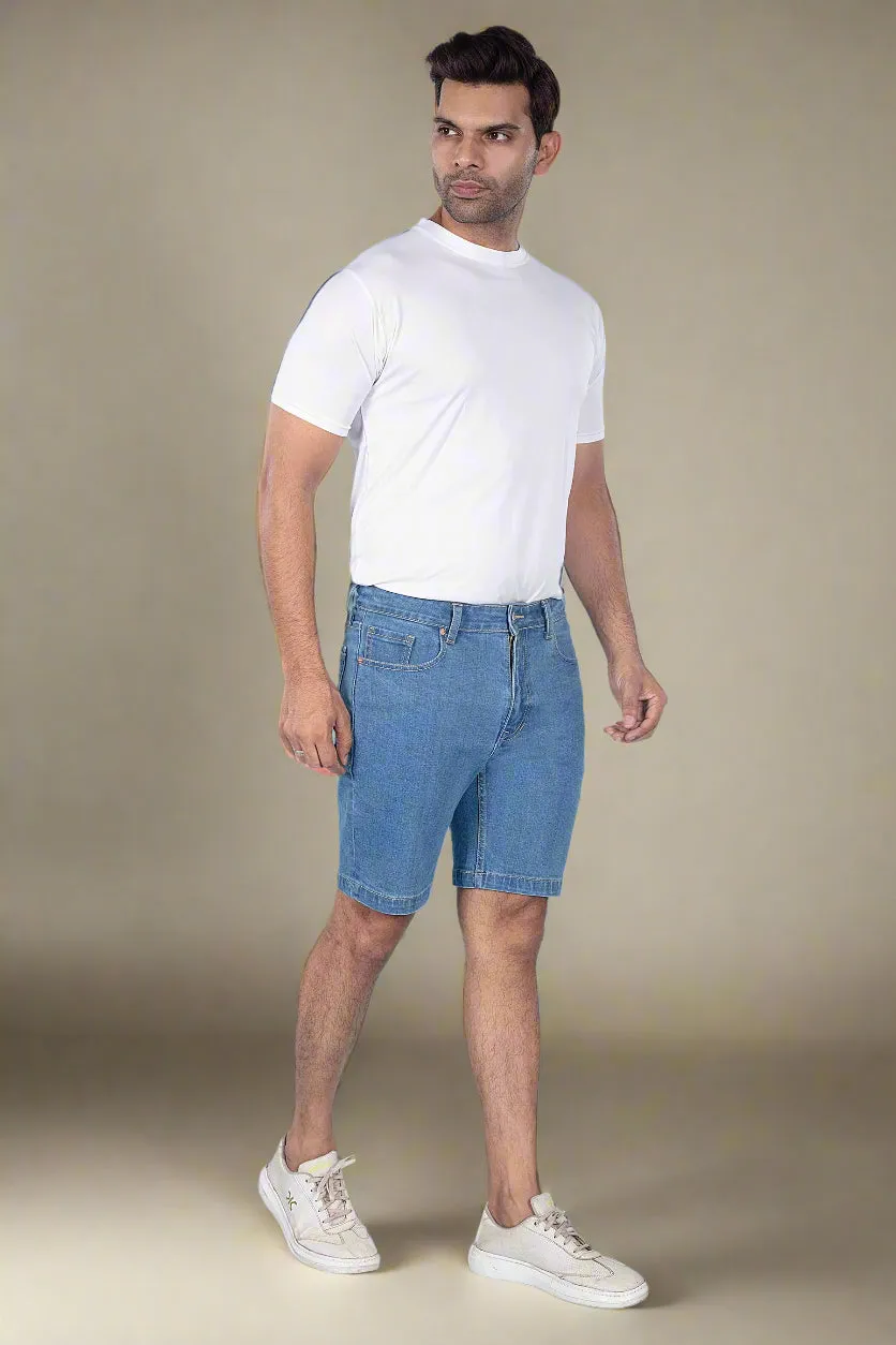 Mid Blue Denim Shorts