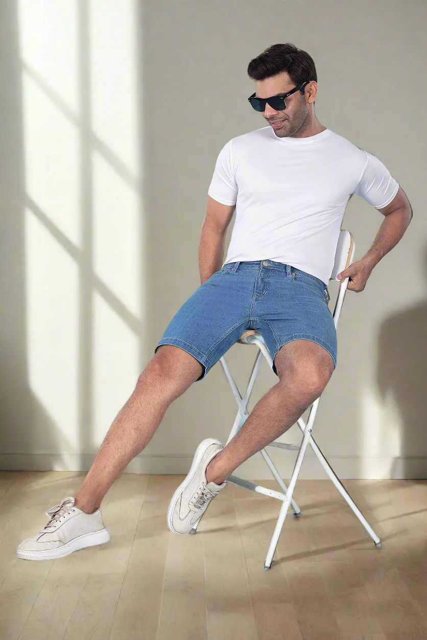 Mid Blue Denim Shorts