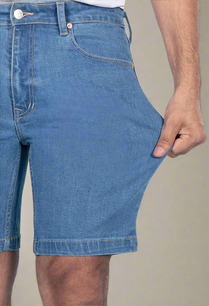 Mid Blue Denim Shorts