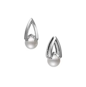 Mikimoto Diamond and Akoya 7.7mm Pearl Earrings