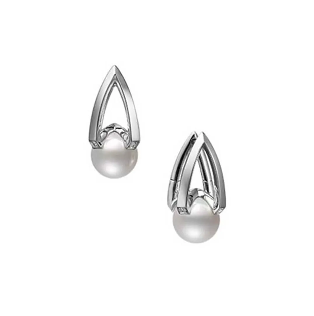 Mikimoto Diamond and Akoya 7.7mm Pearl Earrings