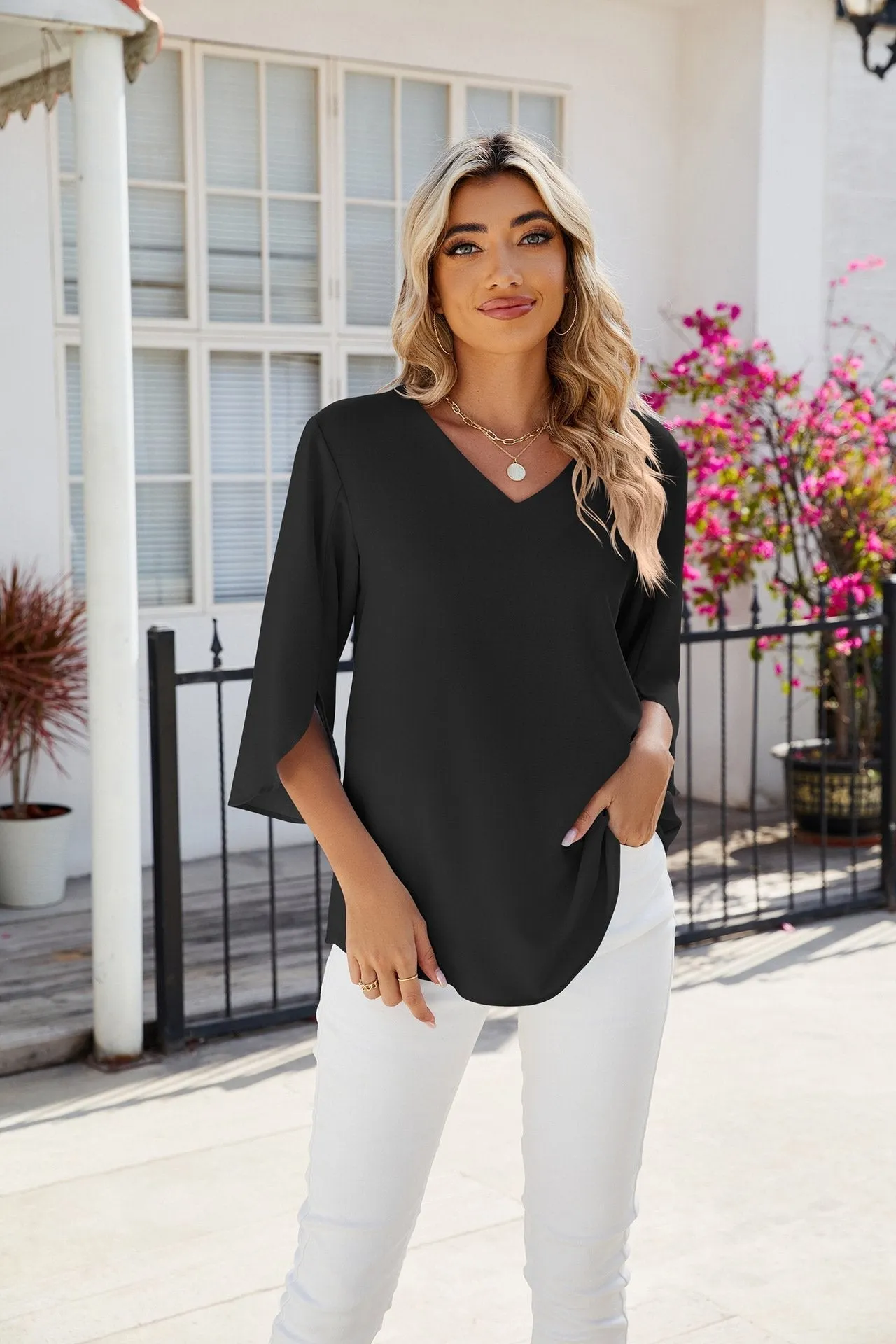 Minerva | Elegant V-Neck Blouse Ladies
