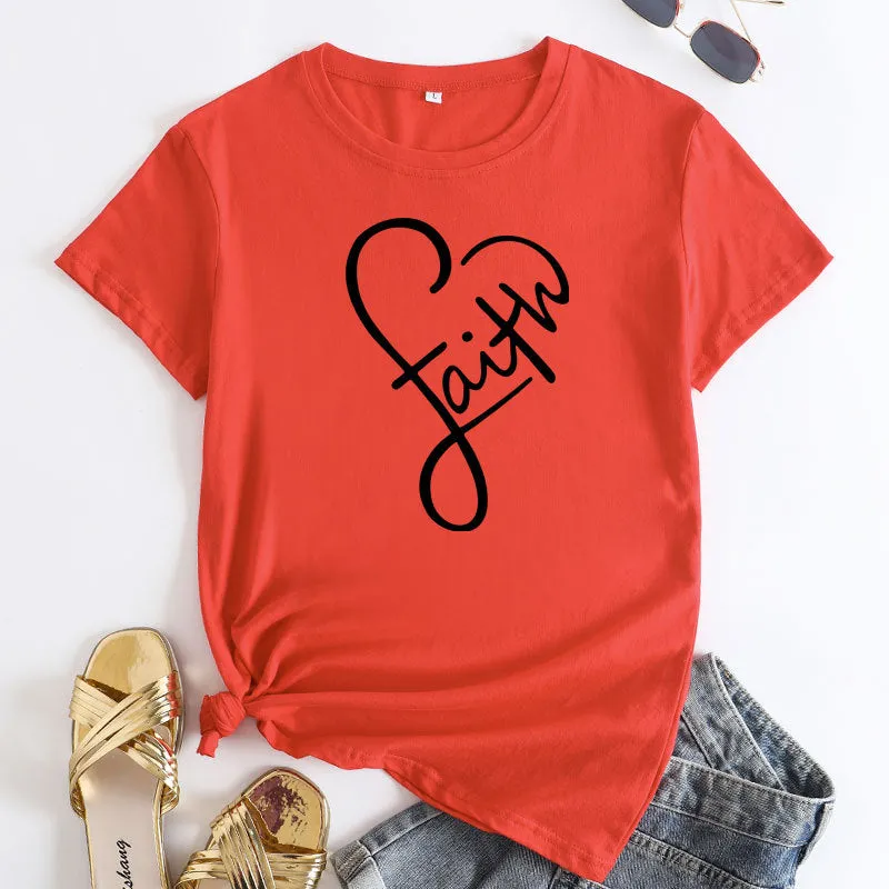 Minimalist Faith-Inspired Graphic Short Sleeve Cotton T-Shirt