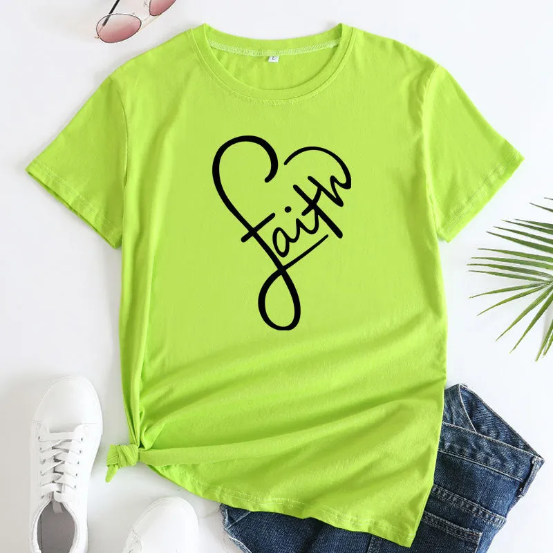 Minimalist Faith-Inspired Graphic Short Sleeve Cotton T-Shirt
