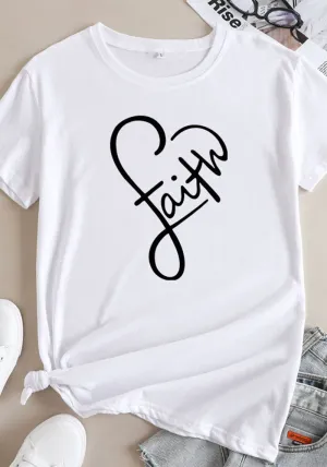 Minimalist Faith-Inspired Graphic Short Sleeve Cotton T-Shirt