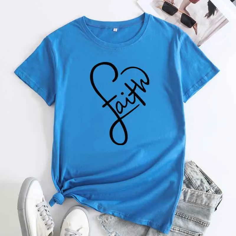 Minimalist Faith-Inspired Graphic Short Sleeve Cotton T-Shirt