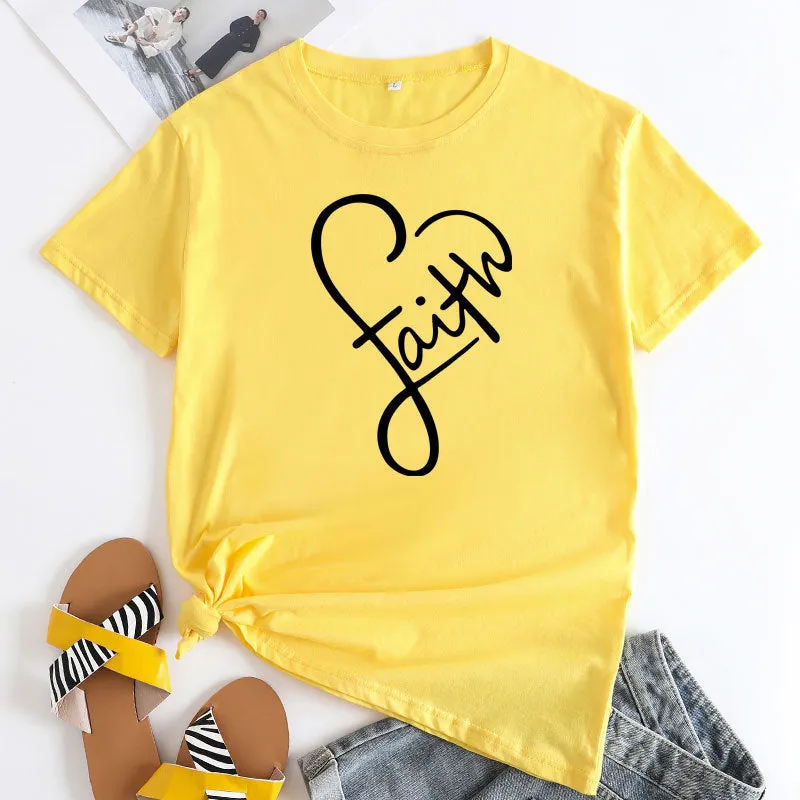 Minimalist Faith-Inspired Graphic Short Sleeve Cotton T-Shirt